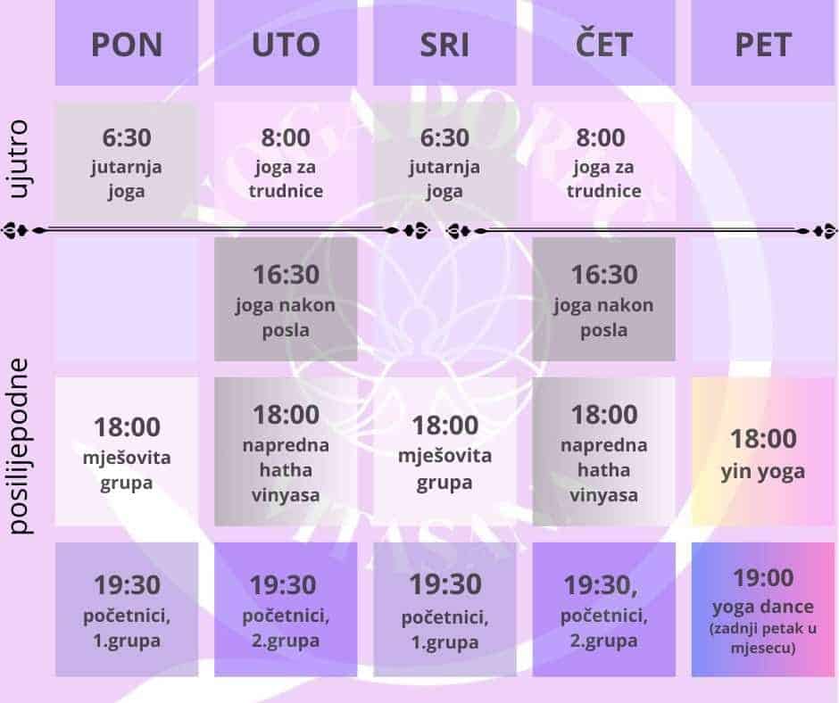 Raspored sati Yoga Porec Vitasana